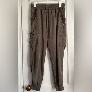 Knox Rose Dark Olive Embroidery Hogger Cargo, Sz: Small